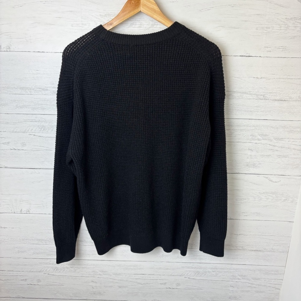 Aritzia Wilfred Free Hillside Sweater Black 100% Wool Crewneck Waffle Knit S - Picture 6 of 13